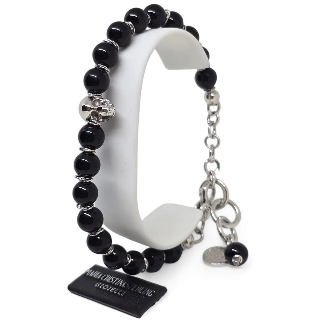 Bracciale Uomo Regolabile con teschio Maria Cristina Sterling BRMCS19NR