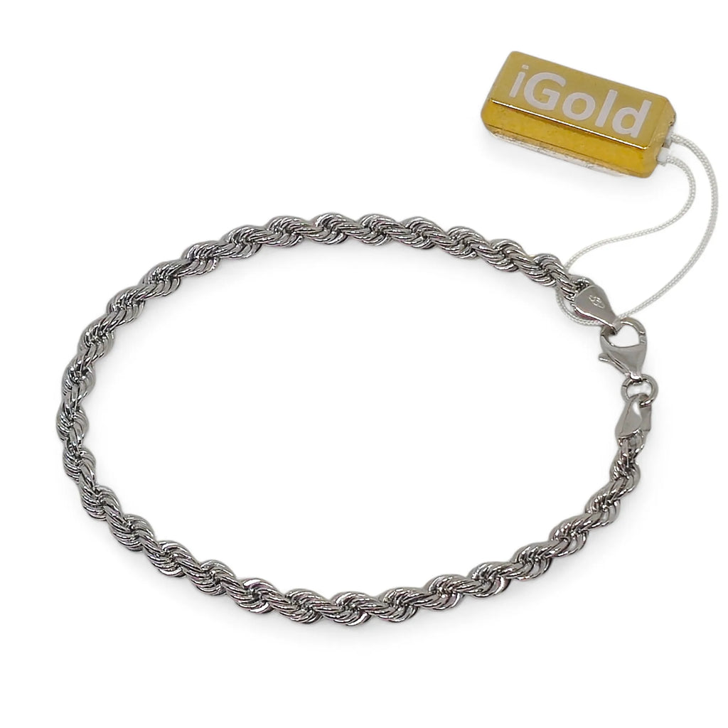 Bracciale Uomo in Oro Bianco 9kt 375 Maglia a Funetta