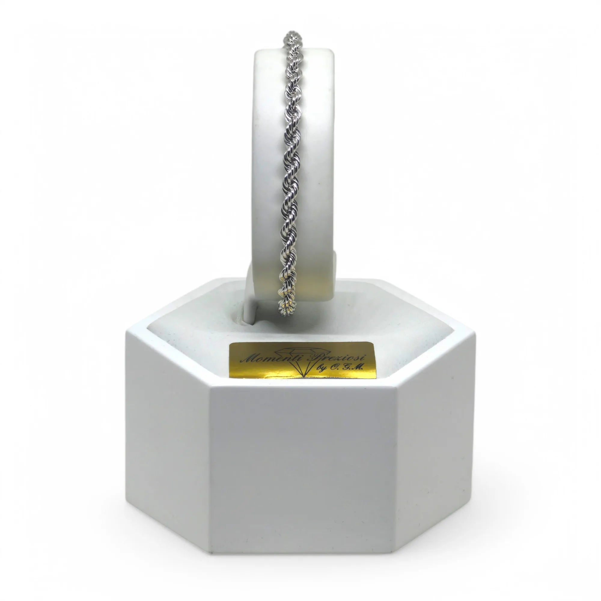 Bracciale Uomo in Oro Bianco 9kt 375 Maglia a Funetta