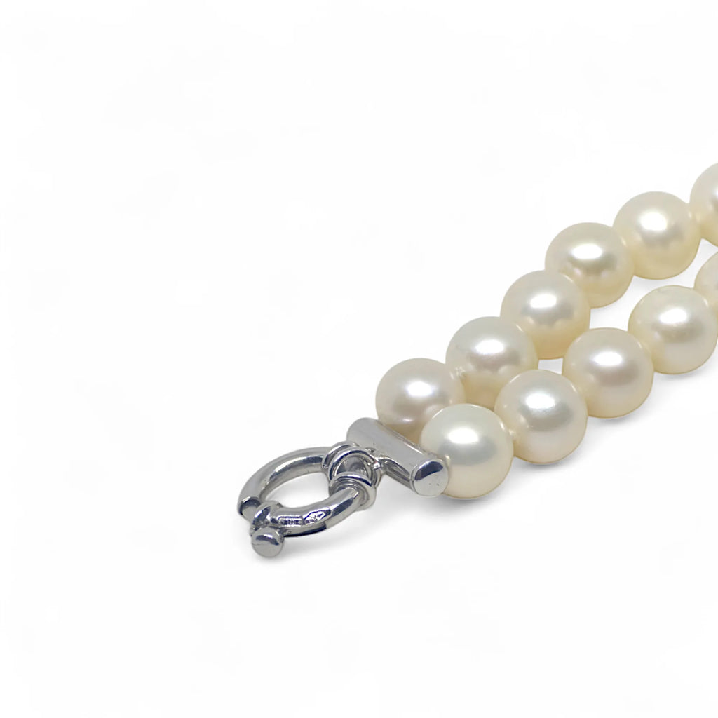Bracciale a Due Fili di Perle con Chiusura in Oro 18 kt