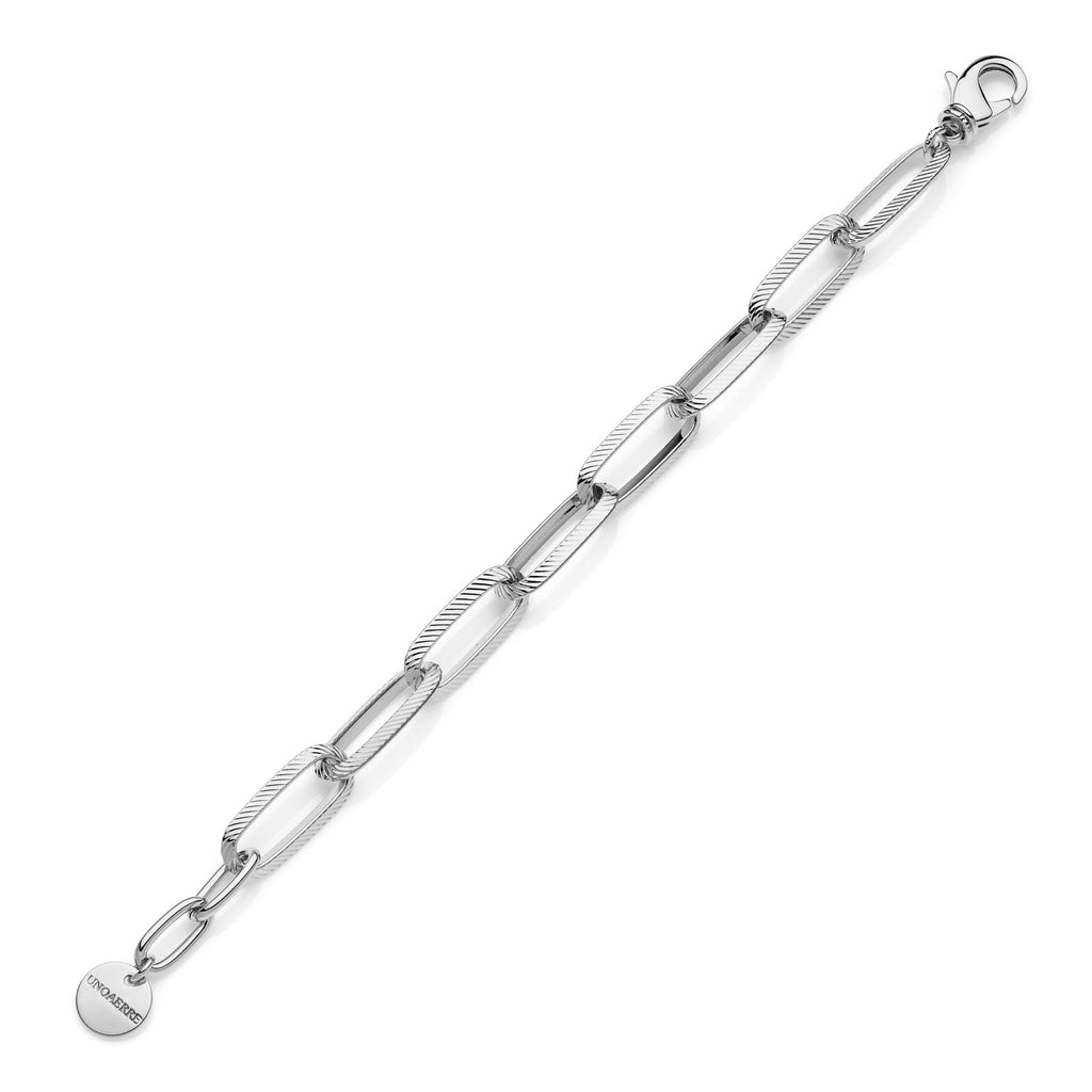 Bracciale argentato catena forzatina diamantata Unoaerre donna 2382