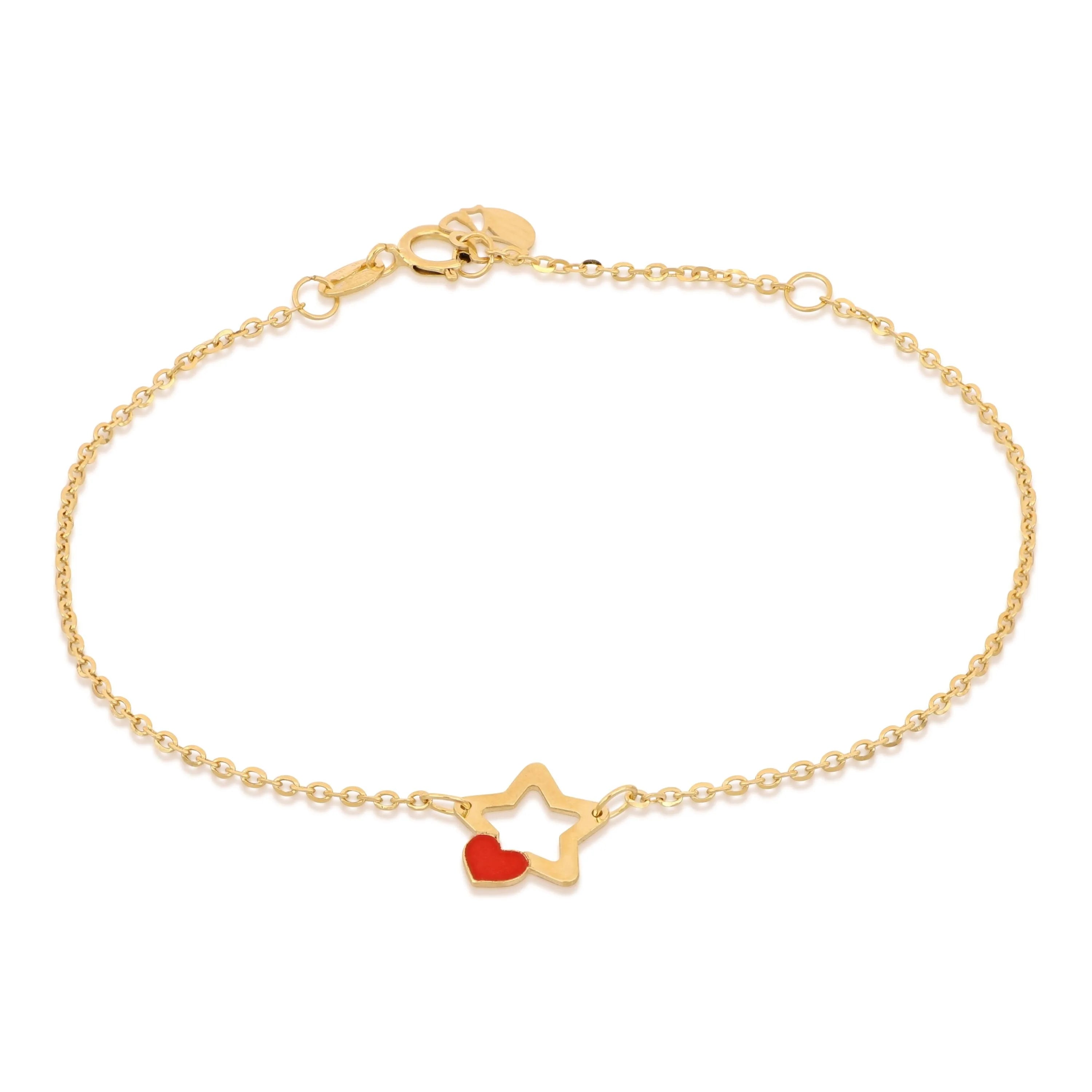 Bracciale bambina in oro giallo 18 carati con stella