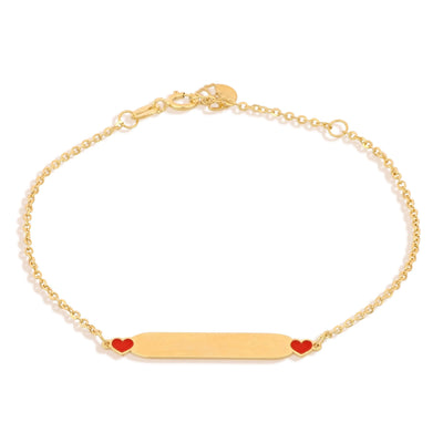 Bracelet enfant en or jaune 18 carats avec plaque et cœurs