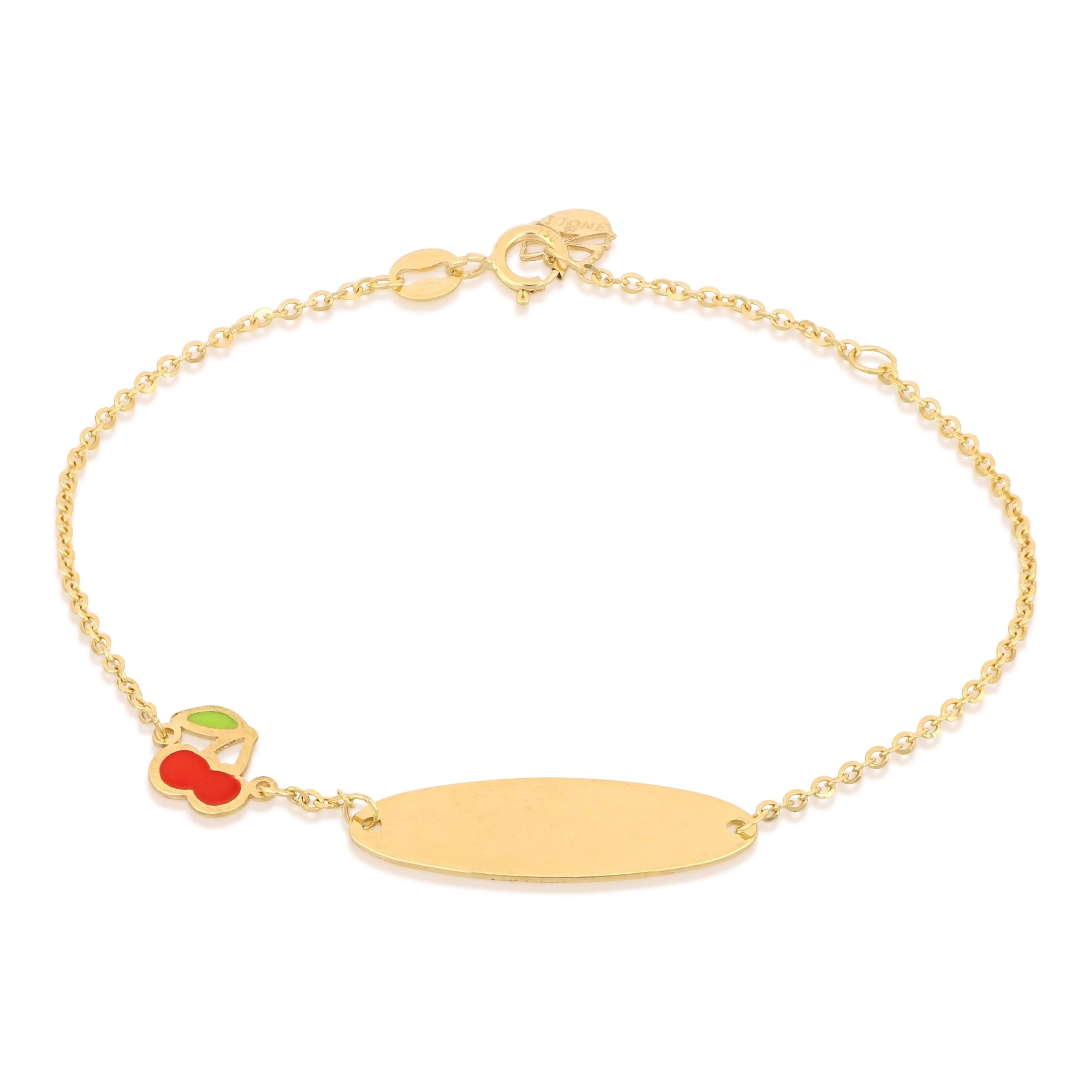 Bracciale bambina in oro giallo 18 carati con targa