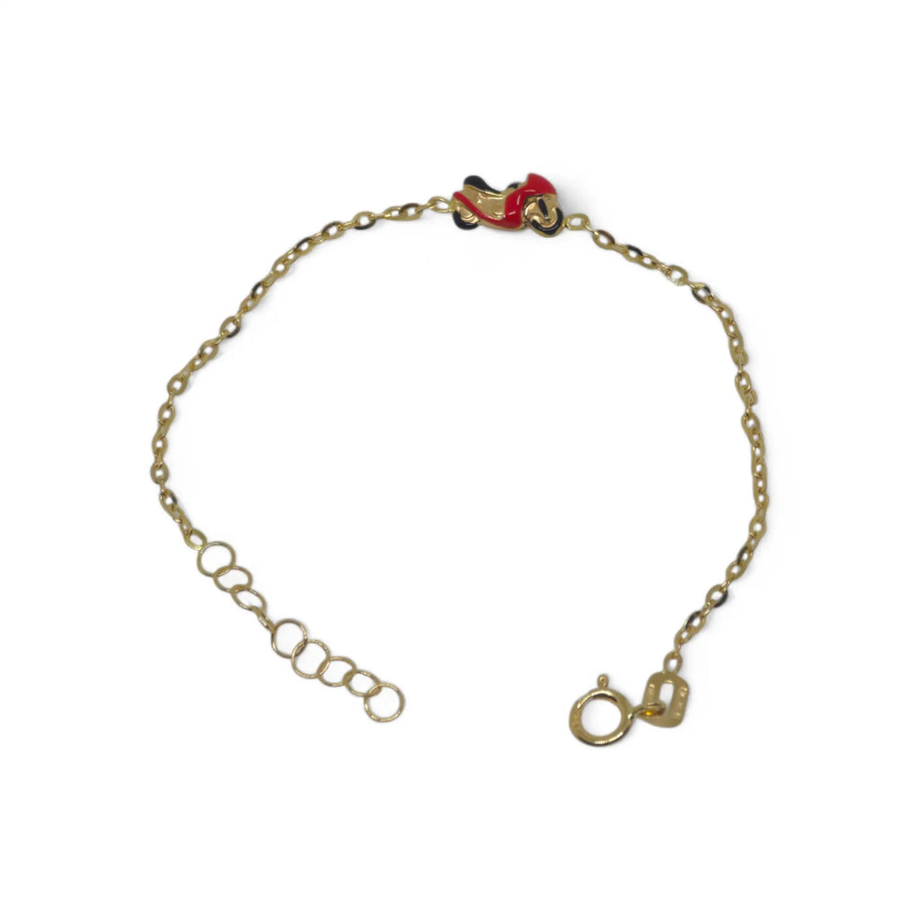 Bracciale bambino in oro giallo 18 carati con motocicletta