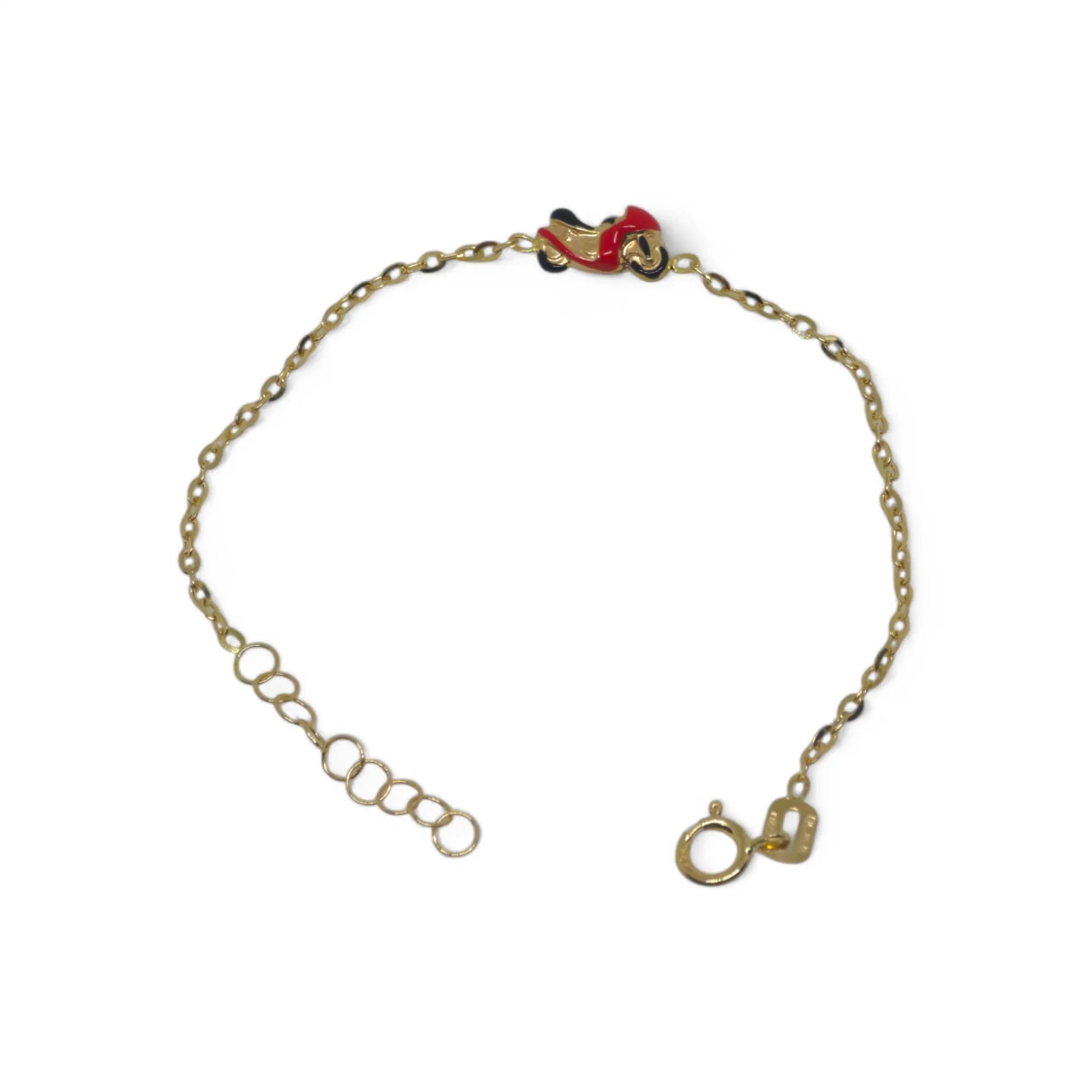 Bracciale bambino in oro giallo 18 carati con motocicletta