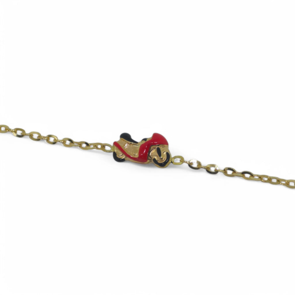 Bracciale bambino in oro giallo 18 carati con motocicletta