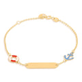 Bracciale bambino in oro giallo 18 carati con targa e ancora