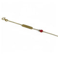 Kinderarmband aus 18 Karat Gelbgold mit Gravurplatte und Marienkäfer