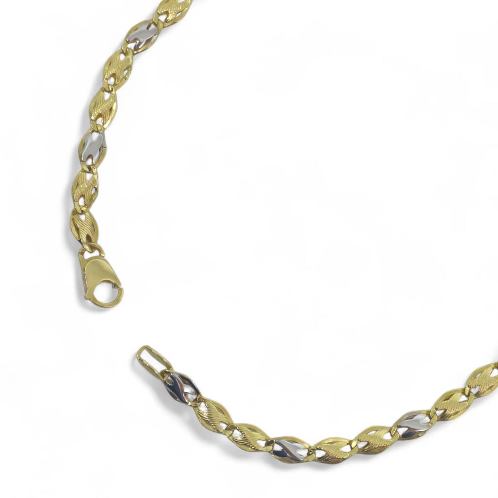 Bracciale bicolore in oro 18 carati 750 con maglie intrecciate