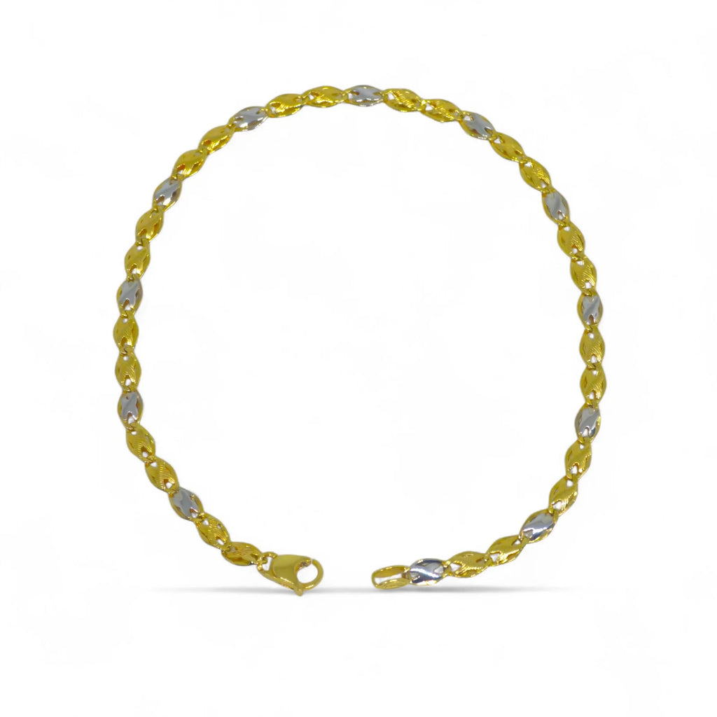 Bracciale bicolore in oro 18 carati 750 con maglie intrecciate
