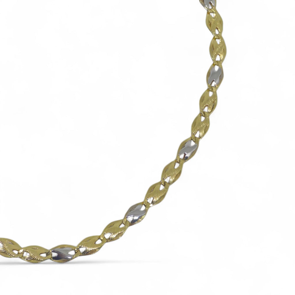 Bracciale bicolore in oro 18 carati 750 con maglie intrecciate