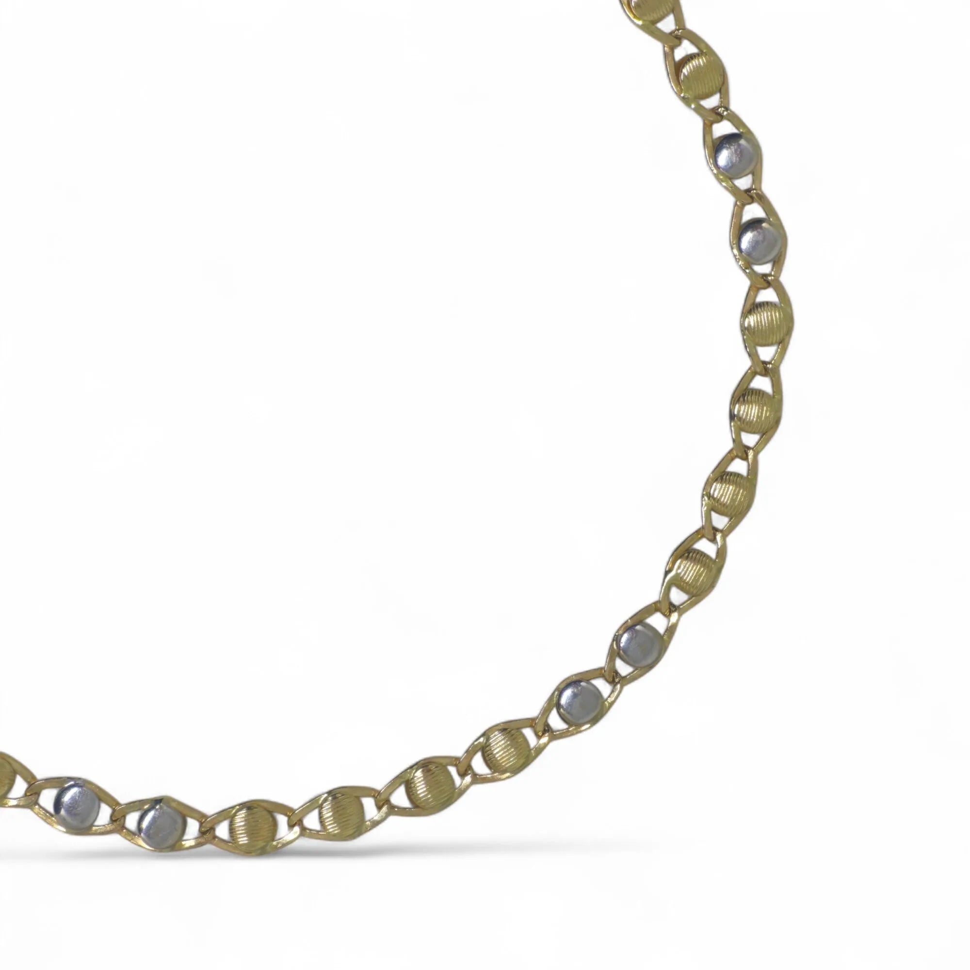 Bracciale bicolore in oro 18 carati 750 con maglie intrecciate tonde