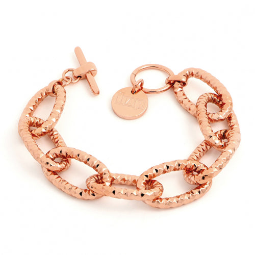 Bracciale catena maxi in bronzo dorato rosa Unoaerre donna 1905