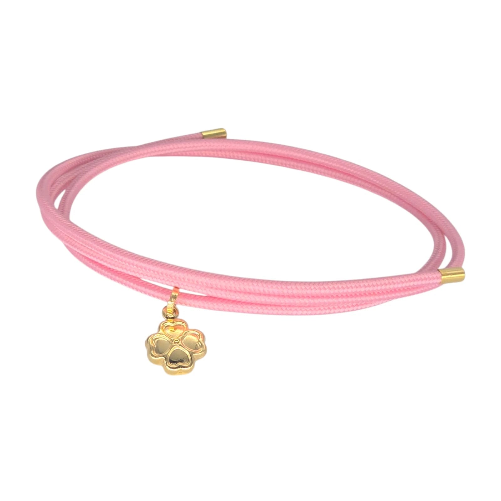 Bracciale con Ciondolo Quadrifoglio in Oro 18Kt e Corda Magnetica Colorata