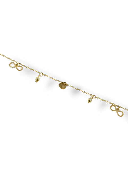 Damenarmband Herz und Unendlichkeitszeichen aus 9 Karat Gelbgold Igold
