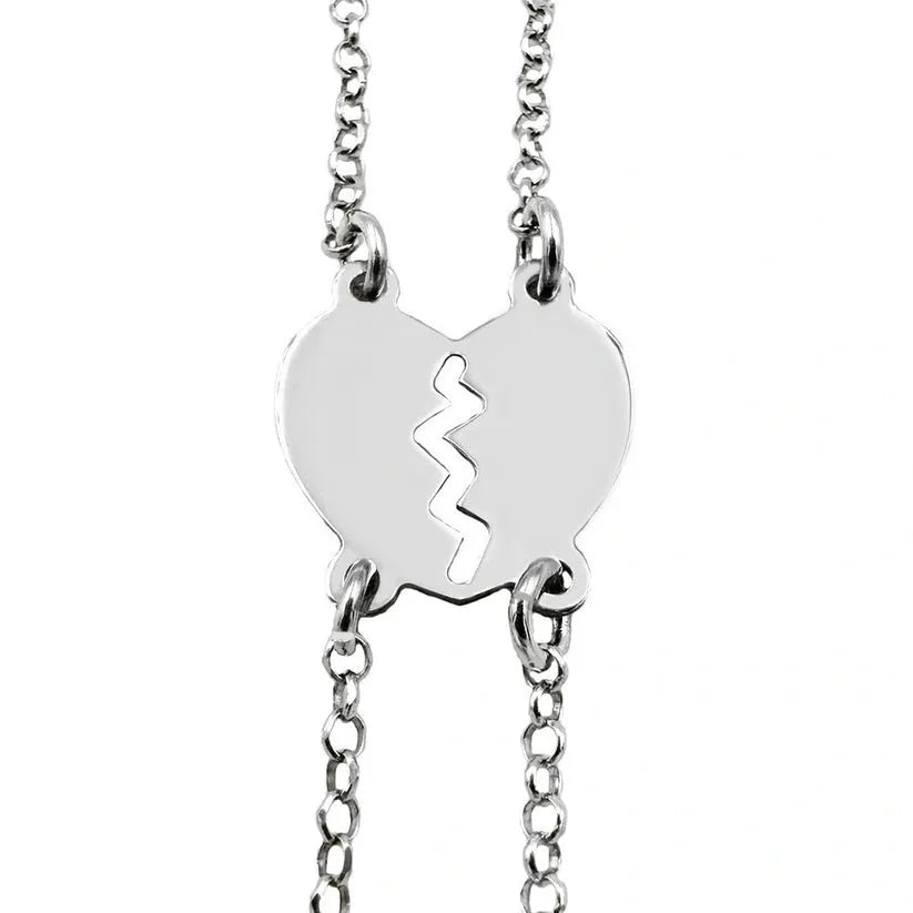 Bracciale cuore spezzato in argento 925 con incisione
