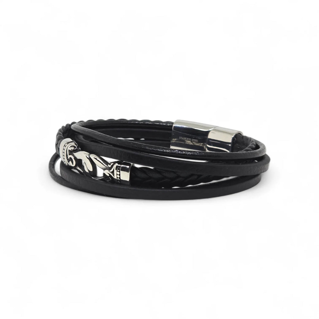 Bracciale da uomo in acciaio e caucciù a quattro fili con simbolo infinito