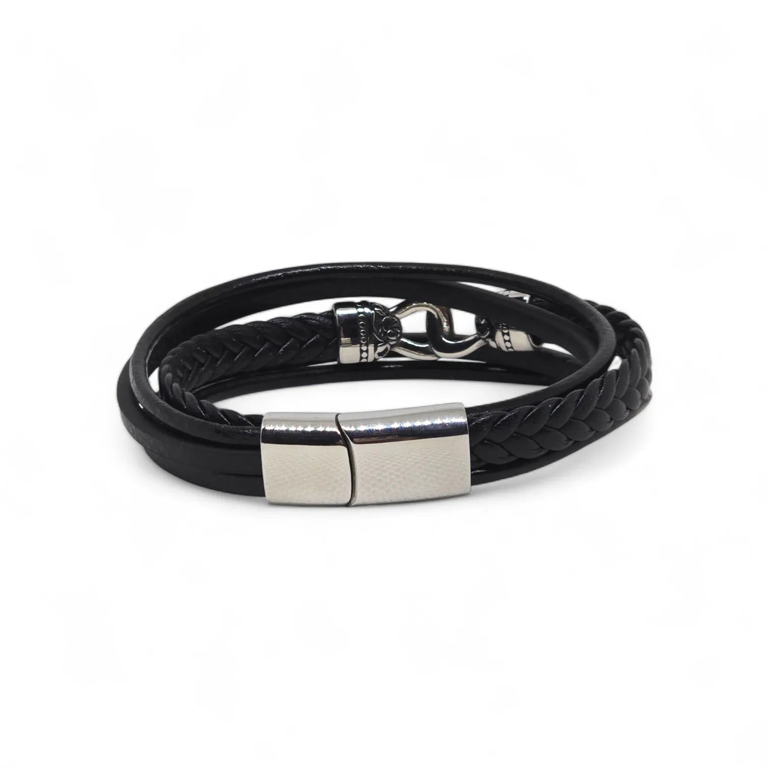 Bracciale da uomo in acciaio e caucciù a quattro fili con simbolo infinito