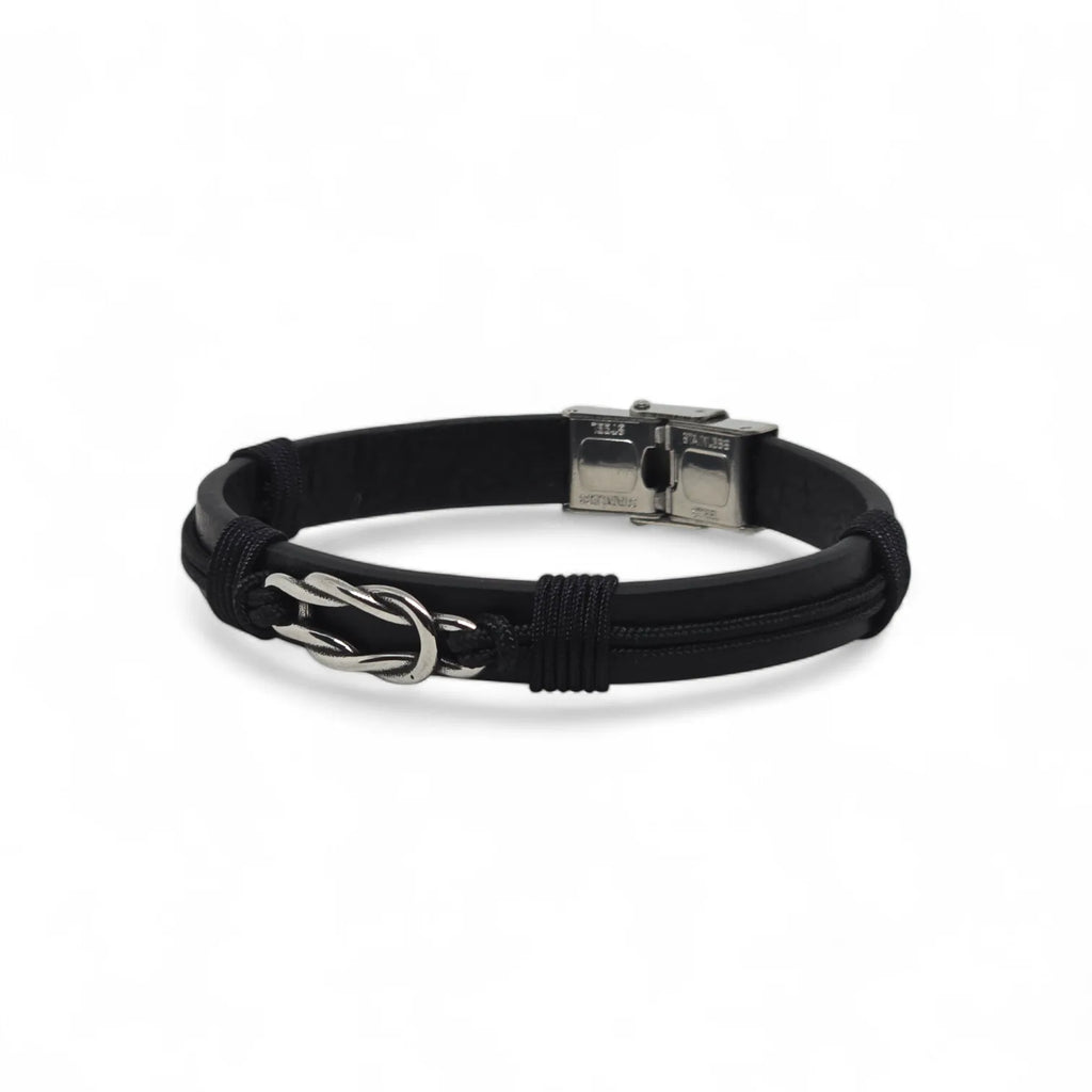 Bracciale da uomo in acciaio e caucciù con simbolo infinito