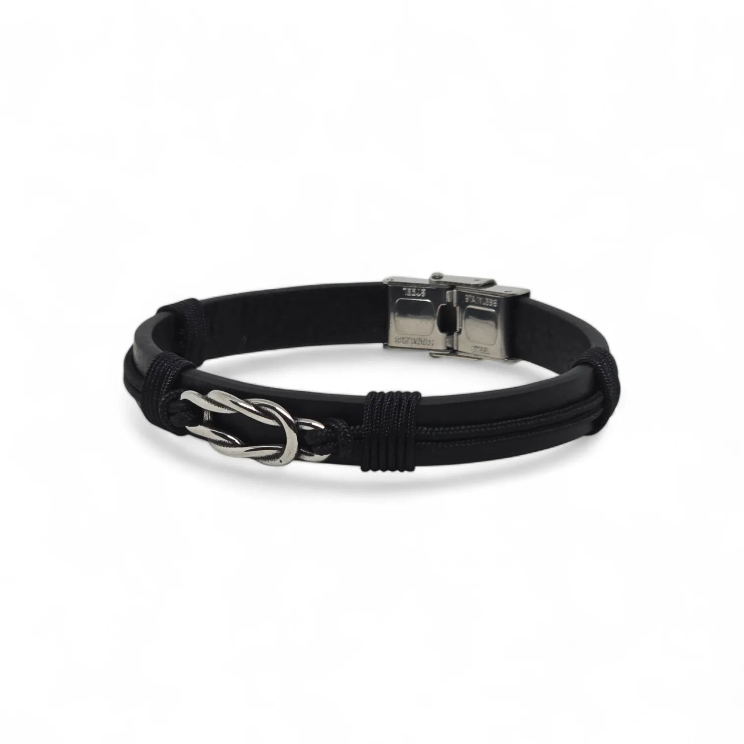 Bracciale da uomo in acciaio e caucciù con simbolo infinito