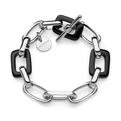 Bracciale di catena forzatina e onice nera Unoaerre donna 2135
