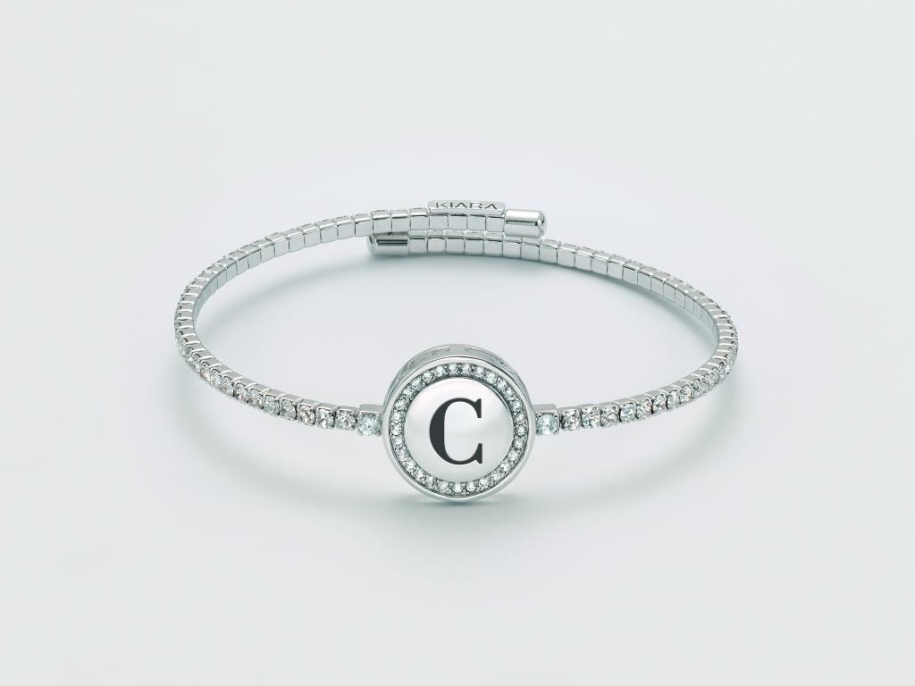 Bracciale donna Kiara lettera C in ottone e zirconi KBRD1711B-C