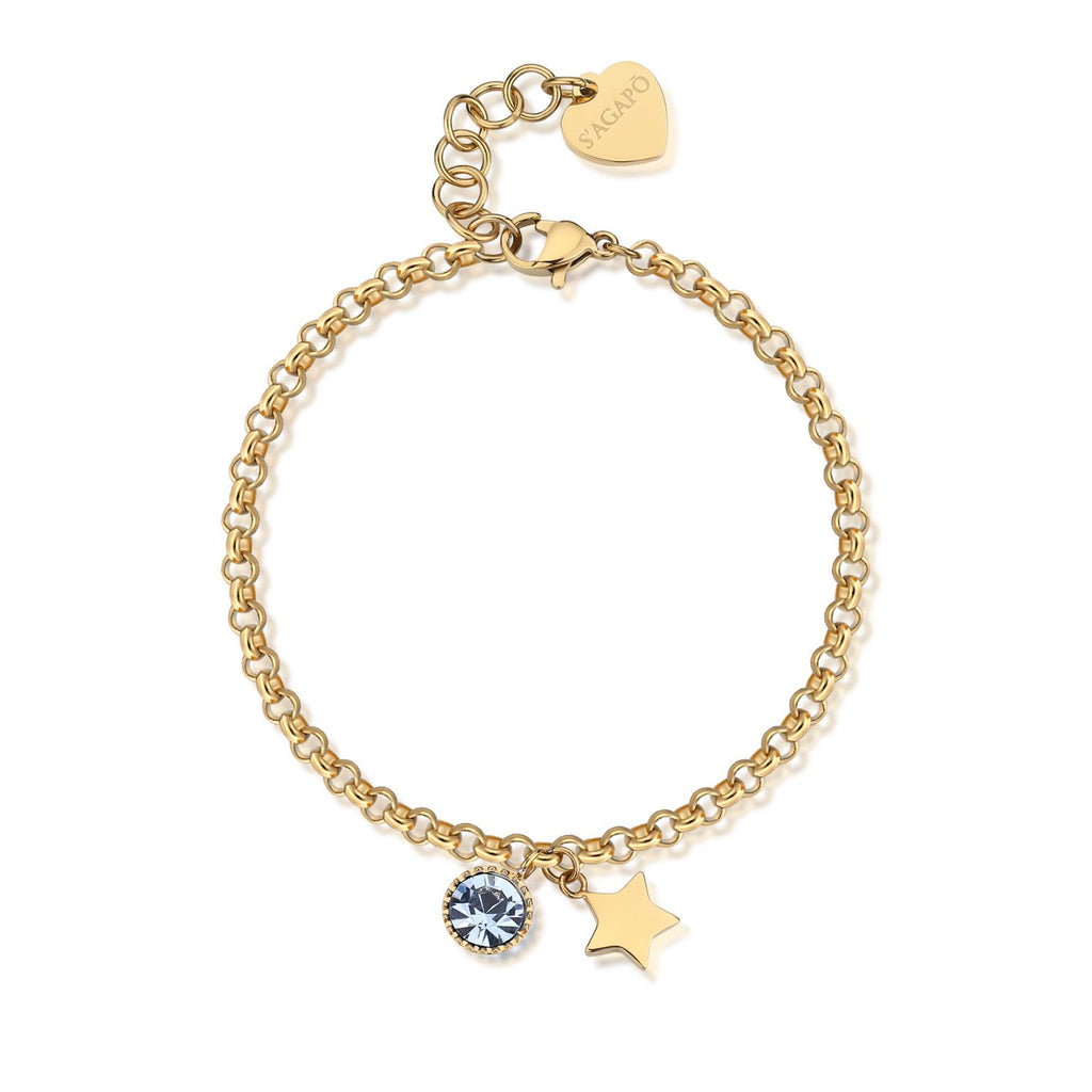 Bracciale donna Sagapò con punto luce e stella dorato skt28