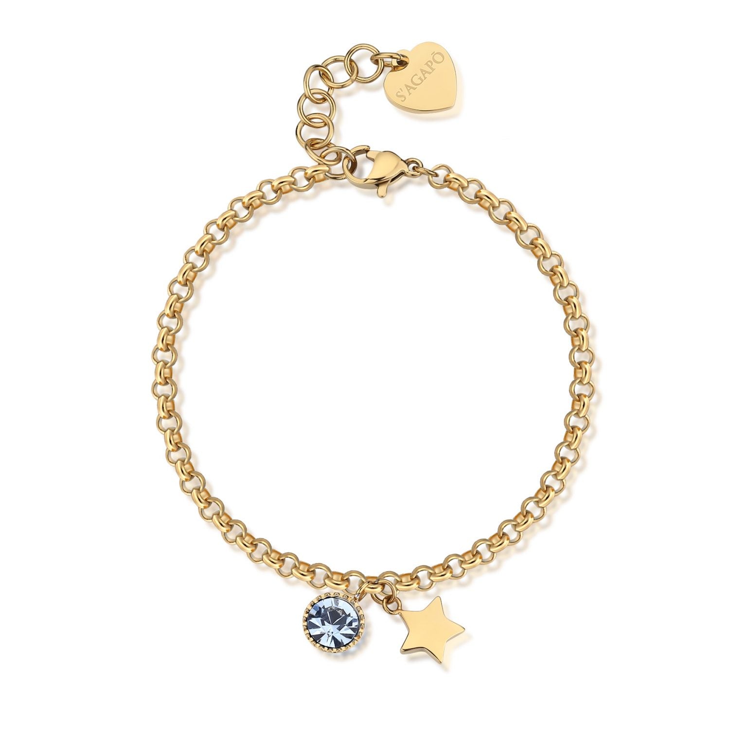 Bracciale donna Sagapò con punto luce e stella dorato skt28