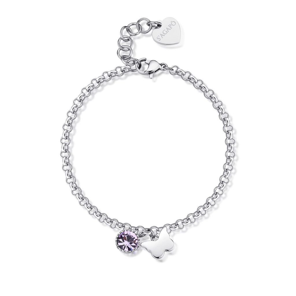 Bracciale donna Sagapò con punto luce viola e farfalla skt29