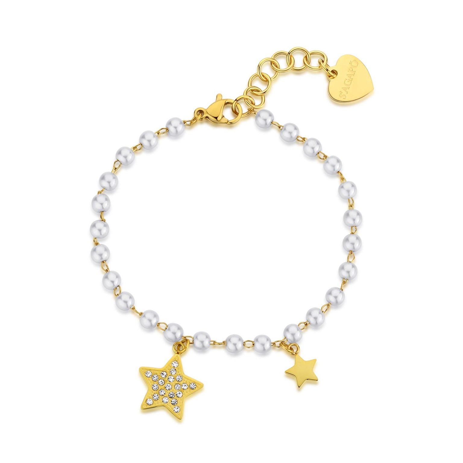 Bracciale donna Sagapò con stella dorata e perle sintetiche swi14
