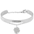 Stroili Damen-Armreif Bangle Lady Message Stahl Kleeblatt und Kristalle 1675526
