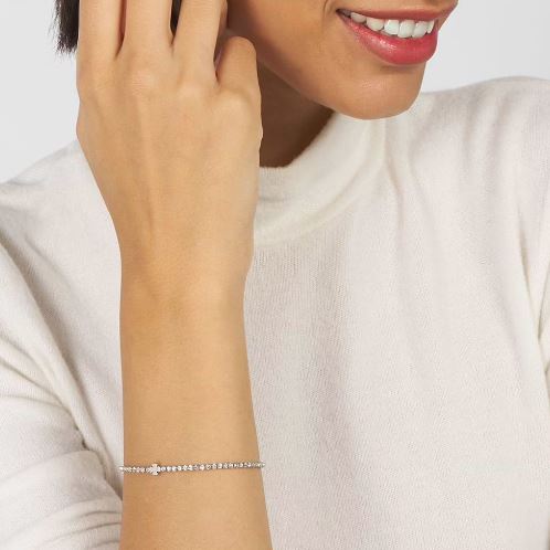 Bracciale tennis donna Stroili in acciaio con quadrifoglio e cristalli