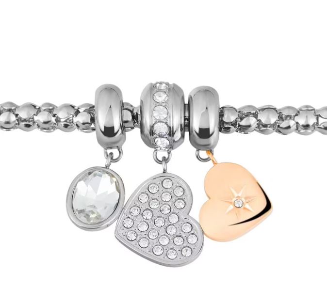Bracciale donna Stroili lady chic acciaio e cristalli bicolore cuore 1674556