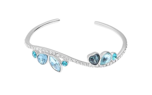 Bracciale donna Stroili rigido in metallo rodiato con cuore pietre azzurre e strass 1668611