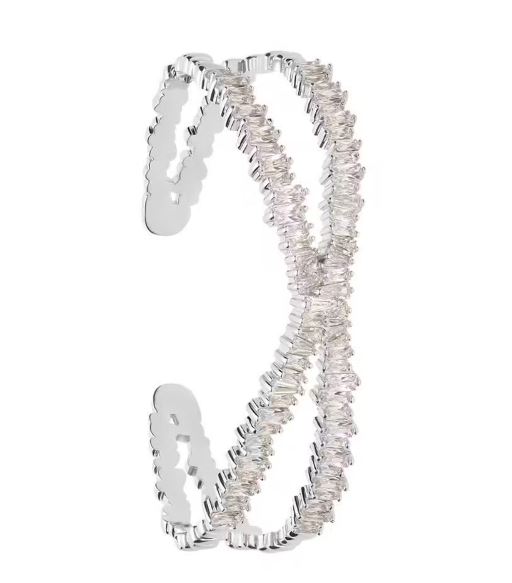 Bracciale donna Stroili rigido rodiato e strass con incrocio 1671145