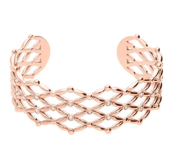 Stroili Armreif für Damen, starr, klein, aus roségoldfarbenem Messing mit Zirkonia