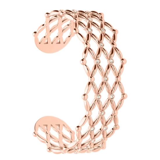 Stroili Armreif für Damen, starr, klein, aus roségoldfarbenem Messing mit Zirkonia