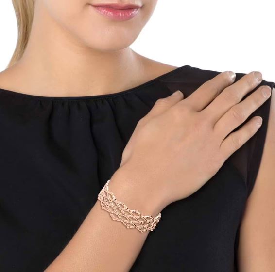 Stroili Armreif für Damen, starr, klein, aus roségoldfarbenem Messing mit Zirkonia