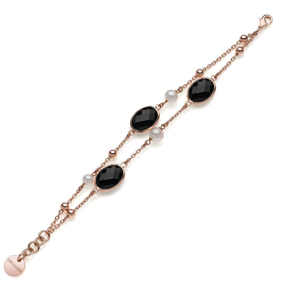 Bracciale donna Unoaerre bronzo rosè con pietre nere 2269