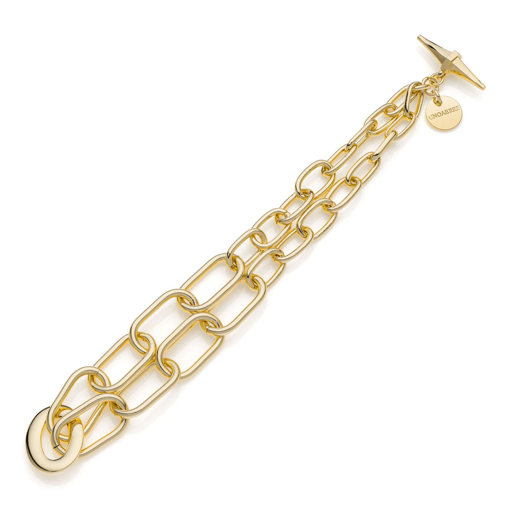Bracciale donna Unoaerre catena fantasia ovale dorato 2363