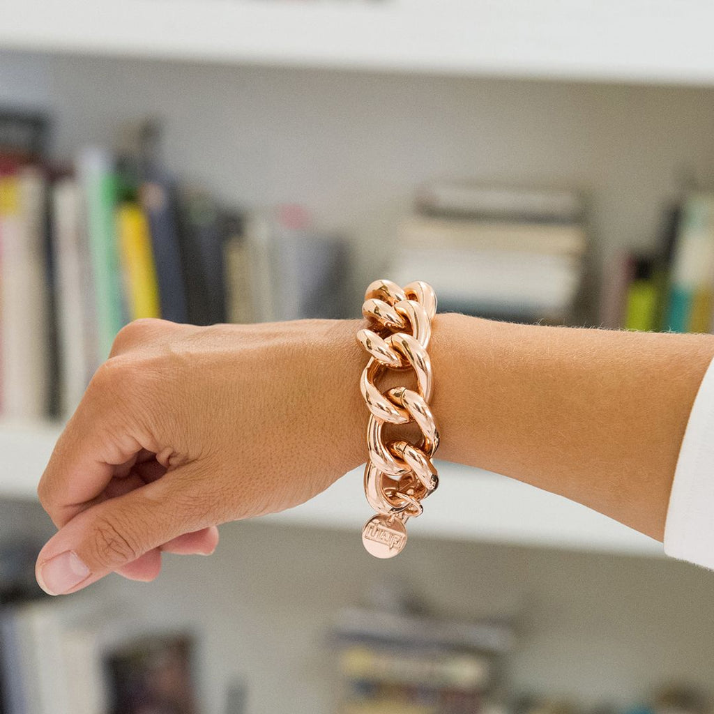 Bracciale donna Unoaerre catena grumetta maxi in bronzo dorato rosa 0708