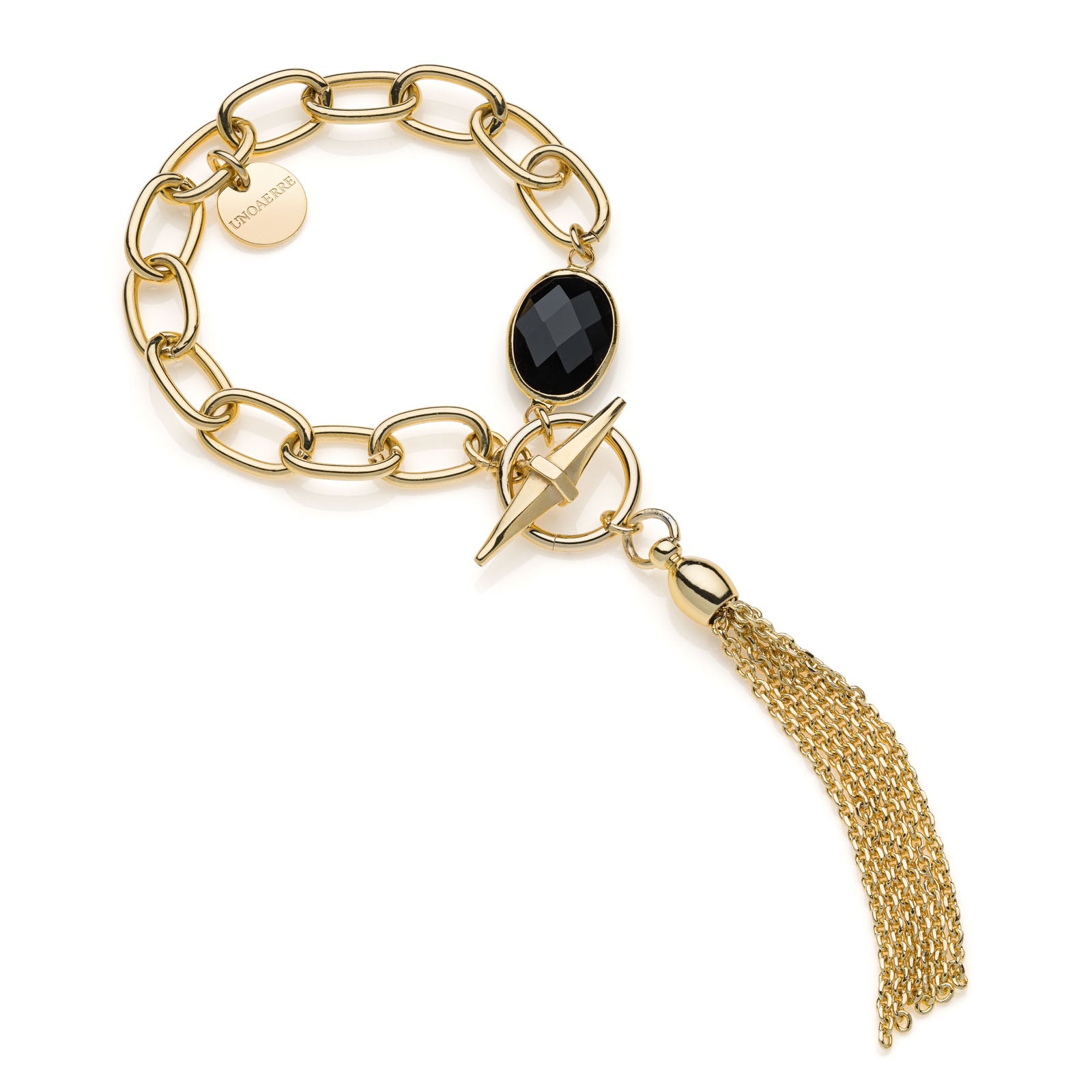 Bracciale donna Unoaerre con pietra nera e frange 2190