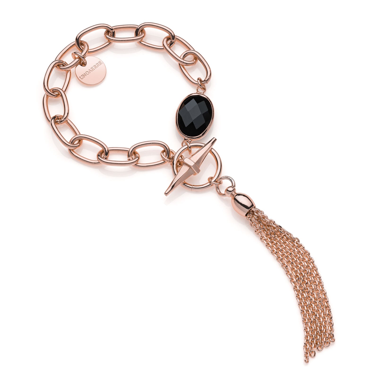 Bracciale donna Unoaerre con pietra nera e frange 2196