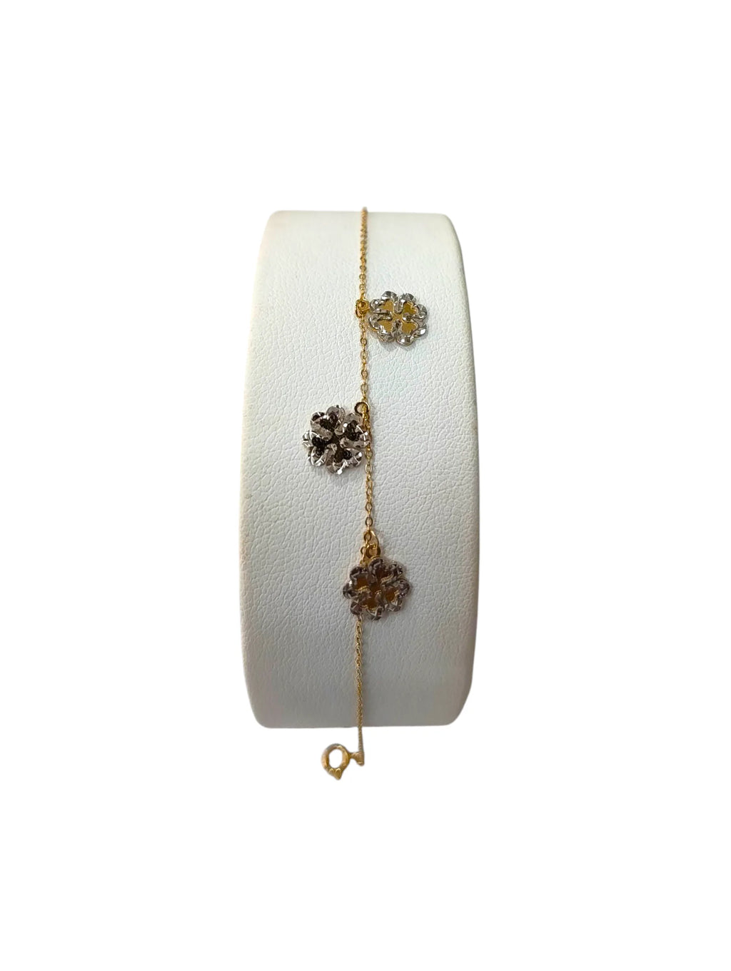 Bracciale donna con ciondoli quadrifoglio in oro giallo 18kt