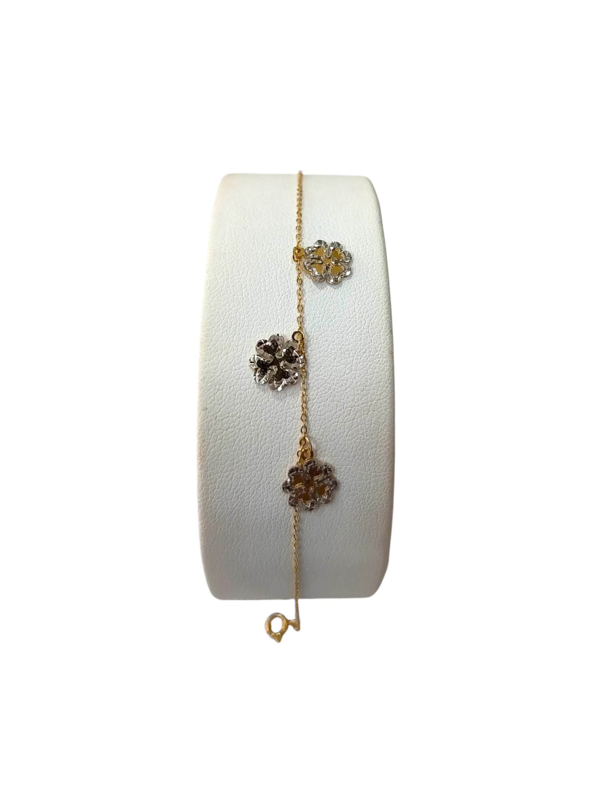 Bracciale donna con ciondoli quadrifoglio in oro giallo 18kt