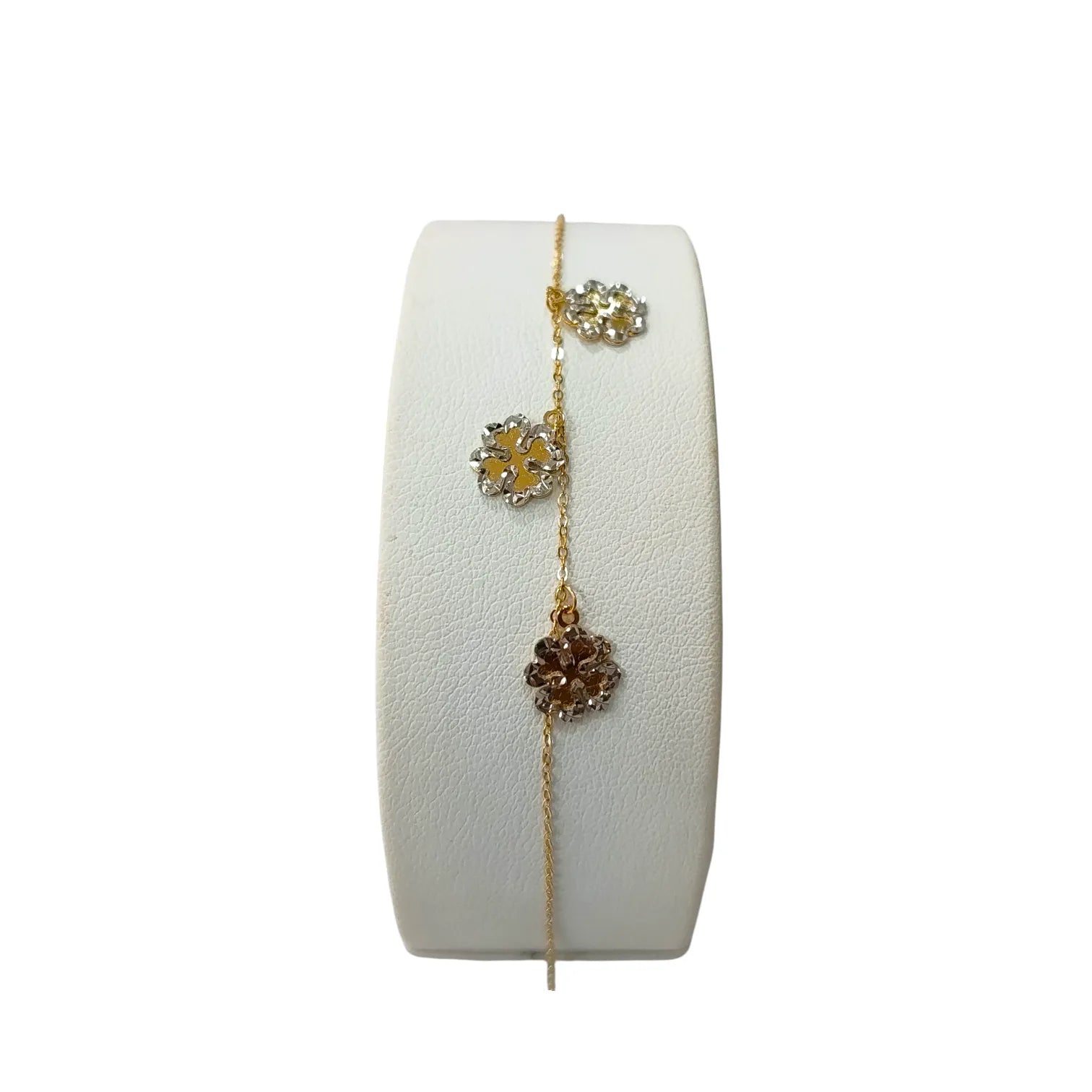 Bracciale donna con ciondoli quadrifoglio in oro giallo 18kt