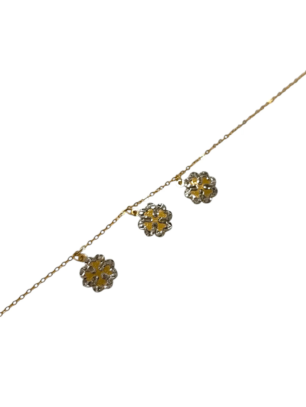 Bracciale donna con ciondoli quadrifoglio in oro giallo 18kt
