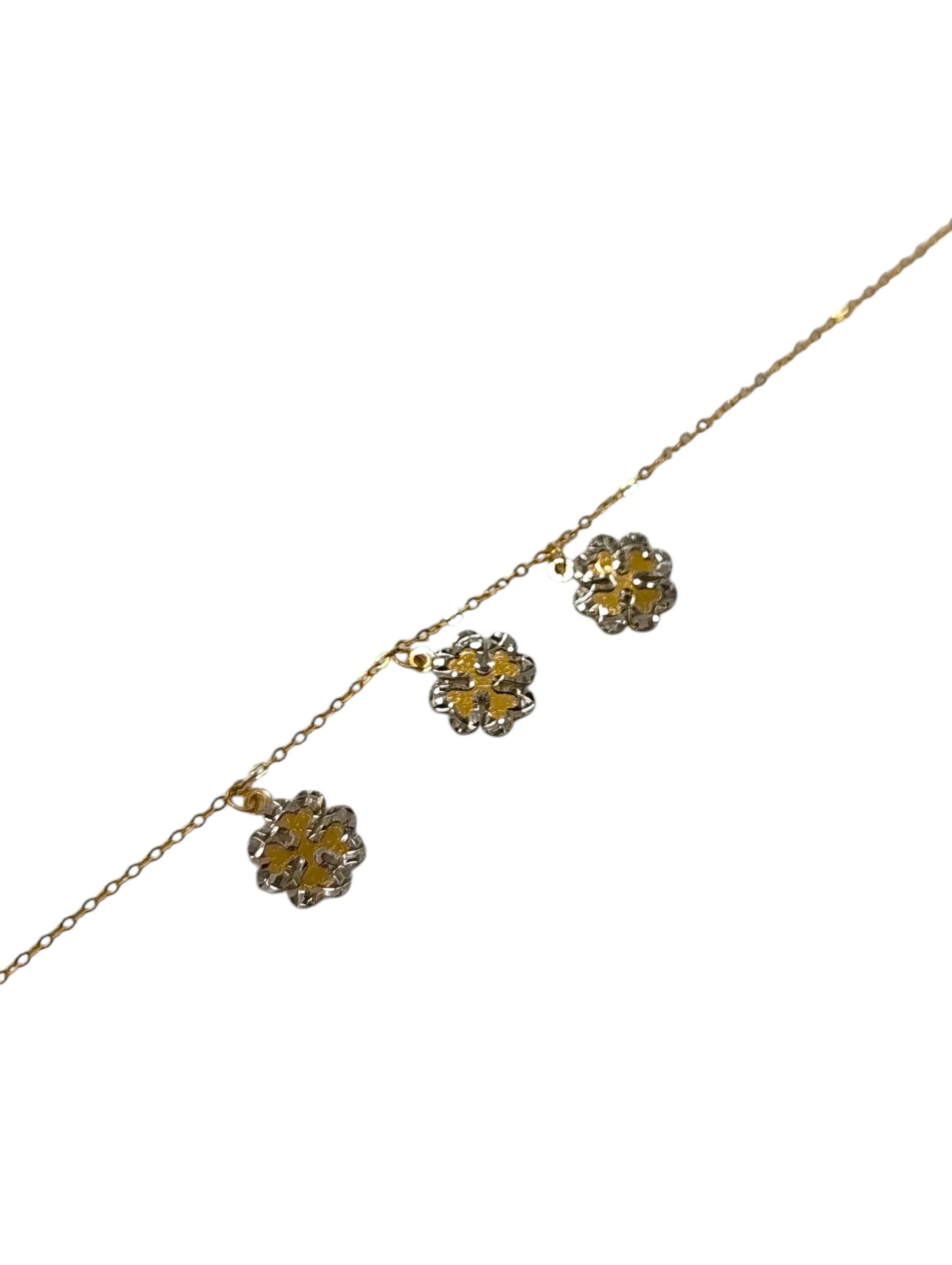 Bracciale donna con ciondoli quadrifoglio in oro giallo 18kt