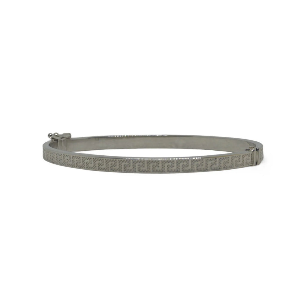 Bracciale donna con design greco in oro bianco 750